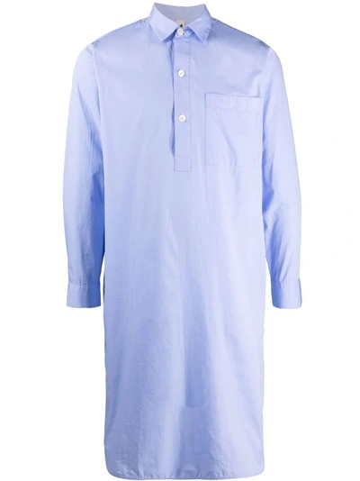 Shop Tekla Organic Cotton Pyjamas Shirt In Blue