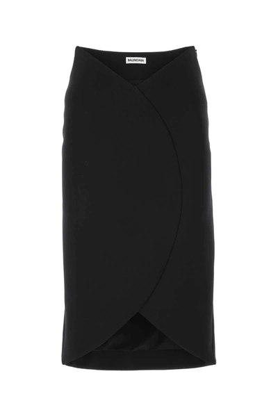 Shop Balenciaga Wrap Midi Pencil Skirt In Black