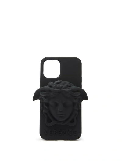 Versace Medusa Embossed Rubber Iphone 12 Pro Case In Black Modesens