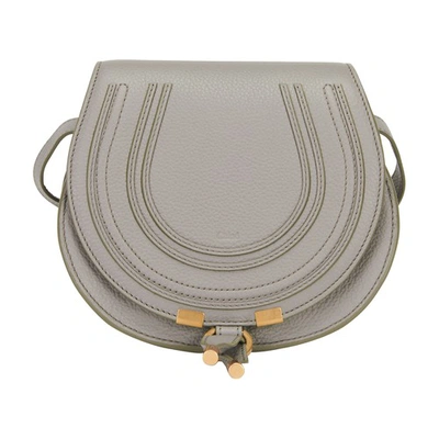 Shop Chloé Marcie Small Saddle Bag In Cashmere Grey