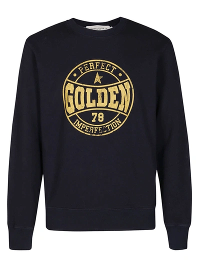 Shop Golden Goose Deluxe Brand Logo Printed Crewneck Sweatshirt In Blue