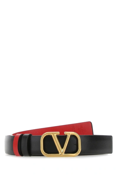 Shop Valentino Vlogo Reversible Buckle Belt In Black