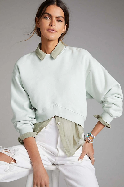 Shop Agolde Angled Hem Sweatshirt In Mint