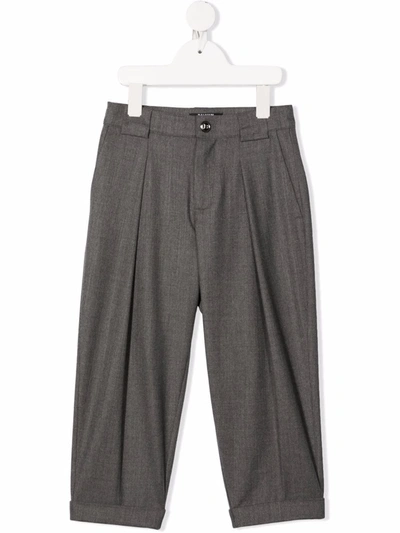 Shop Balmain Teen Wool-blend Tapered Trousers In 灰色