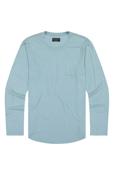 Shop Goodlife Tri-blend Long Sleeve Scallop Crew T-shirt In Cameo Blue