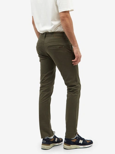 Nudie Jeans Slim Adam Garment-dyed Stretch Organic Cotton-twill Trousers In  Green | ModeSens