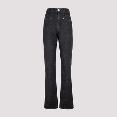 Shop Isabel Marant Washed Straight Leg Jeans In Black