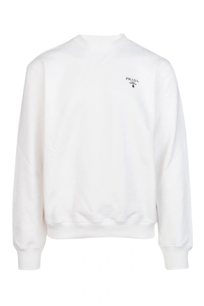 Shop Prada Logo Crewneck Sweatshirt In White