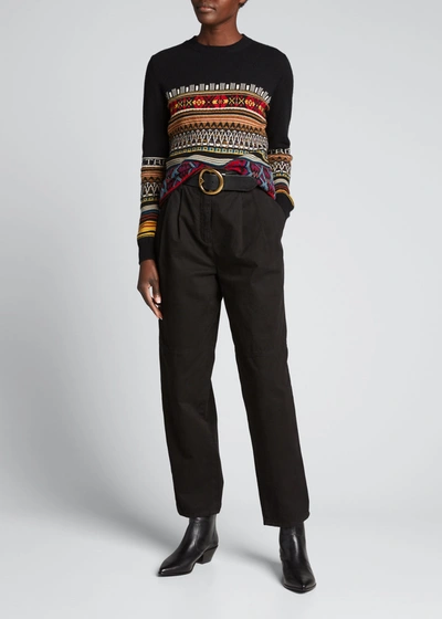 Shop Etro Geometric Striped Crewneck Sweater In Multi