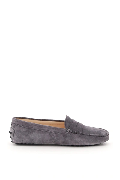 Shop Tod's Gommino Penny Bar Driving Shoes In Grey