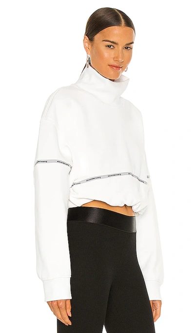 Shop Alexander Wang T Cropped Bubble Hem Pullover In Bright White