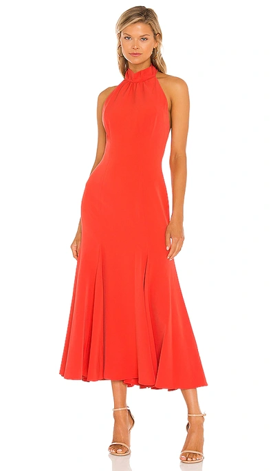 Shop Milly Penelope Midi Dress In Summer Coral