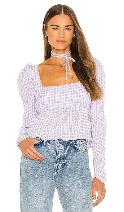 Shop Afrm Hough Top In Lilac Gingham