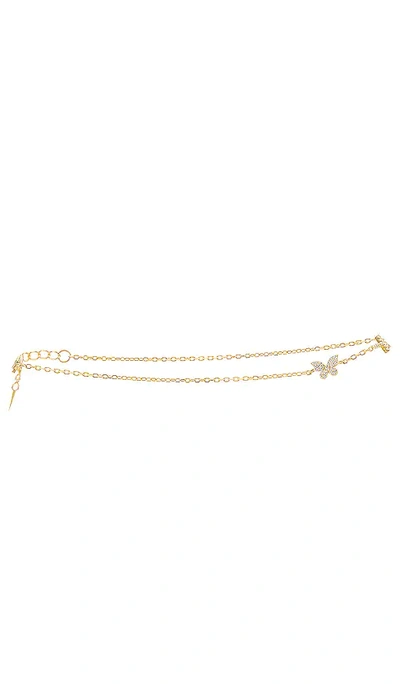 Shop Adinas Jewels Pave Butterfly Initial Anklet In 金色
