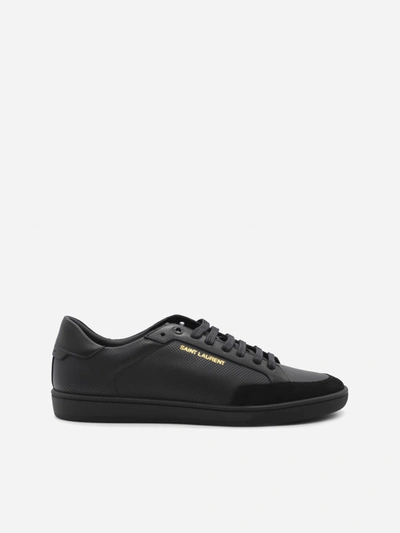 Shop Saint Laurent Court Classic Sl / 10 Sneakers In Leather With Suede Inserts In Black