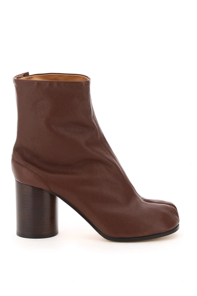Shop Maison Margiela Tabi Leather Boots In Major Brown (brown)