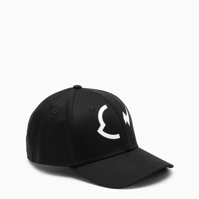 Shop Moncler Black Graphic Logo Baseball Cap