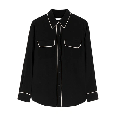 Shop Equipment Slim Signature Monochrome Silk Shirt In Black