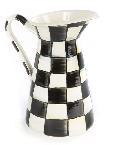 Mackenzie-childs Mackenzie Childs Courtly Check Medium Enameled Steel Practical Pitcher In Black