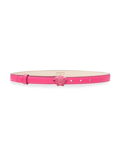 Shop Versace La Medusa 20mm Leather Belt In Fuxia-fuxia-versa