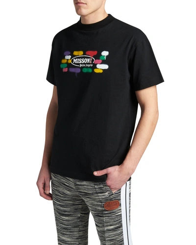 Shop Palm Angels X Missoni Men's Multicolor Logo T-shirt In Black White