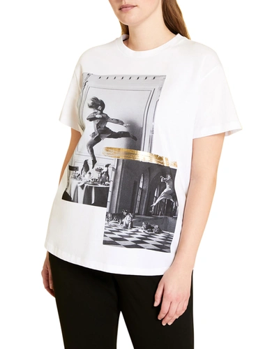 Marina Rinaldi Plus Size Valore Graphic Jersey T-shirt In White | ModeSens