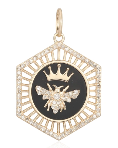 Shop Kastel Jewelry Queen Bee Diamond And Onyx Pendant