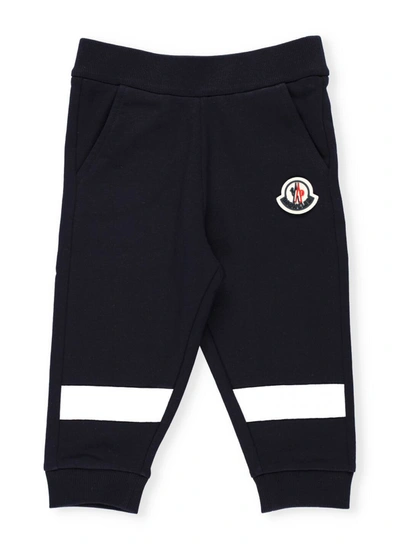 Shop Moncler Enfant Logo Patch Track Pants In Navy