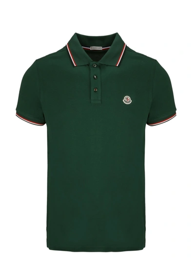 Shop Moncler Logo Patch Polo Shirt In Green
