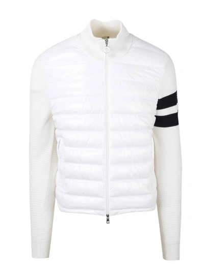 Shop Moncler Panelled Padded Cardigan In White