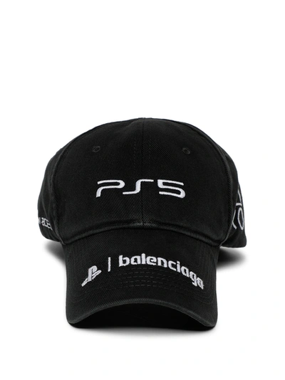 Shop Balenciaga X Playstation Ps5 Baseball Cap Black And White