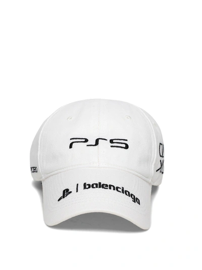 Shop Balenciaga X Playstation Ps5 Baseball Cap White And Black