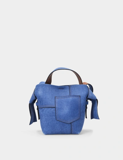 Shop Acne Studios Tasche Musubi Mini Patchwork Aus Blauem Leder In Blue