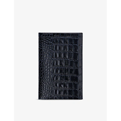 Shop Smythson Chelsea Croc-embossed Leather Notebook In Navy