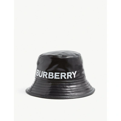 Shop Burberry Boys Black Kids Gabriell Logo-print Coated Canvas Bucket Hat 8-12 Years