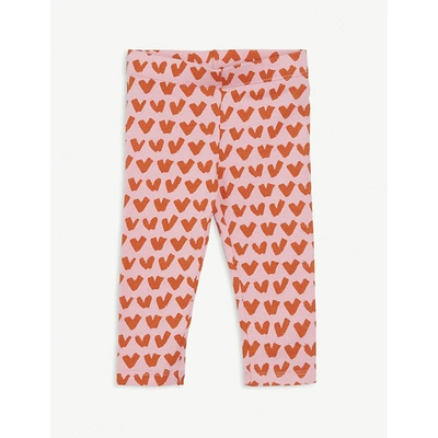 Shop Stella Mccartney Heart-print Organic-cotton Leggings 3-36 Months In Hearts Pink