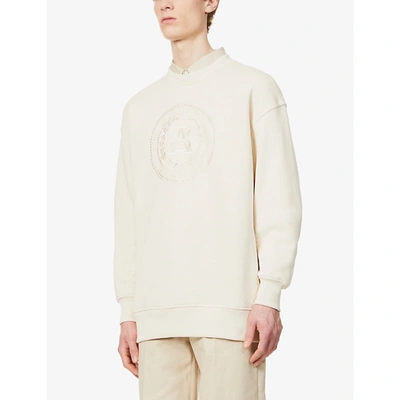 Shop Acne Studios Forban Logo-embroidered Cotton-jersey Sweatshirt In Coconut White