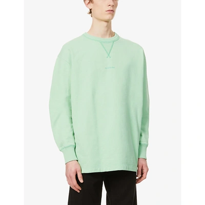 Shop Acne Studios Logo-print Cotton-jersey Sweatshirt In Mint Green