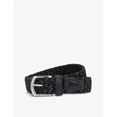 Anderson's Woven Stretch-elastic And Leather Belt In Black