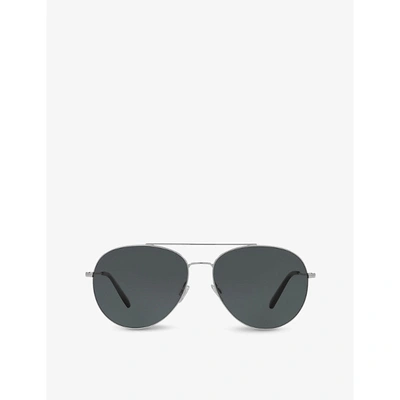 Shop Oliver Peoples Ov1286s Airdale Aviator-frame Metal Sunglasses In Silver