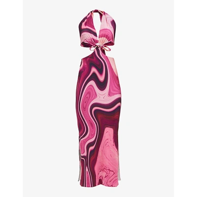 Shop Farai London Womens Purple Gaia Graphic-print Jersey Midi Dress M