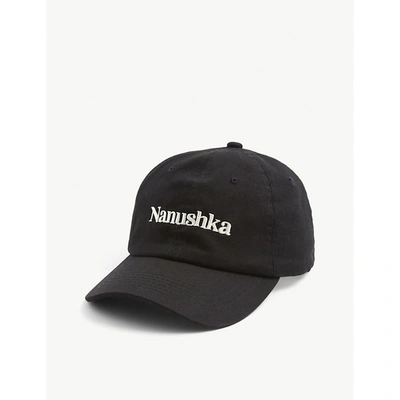 Shop Nanushka Womens Black Val Logo-embroidered Cotton Cap 1 Size