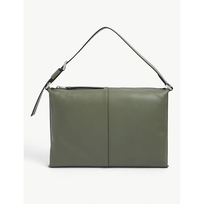 Shop Allsaints Womens Sage Green Edbury Leather Shoulder Bag 1 Size