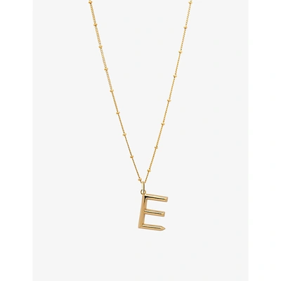 Shop Edge Of Ember Women's Gold E Initial 18ct Yellow Gold-plated Vermeil Recycled Sterling-silver Pendan