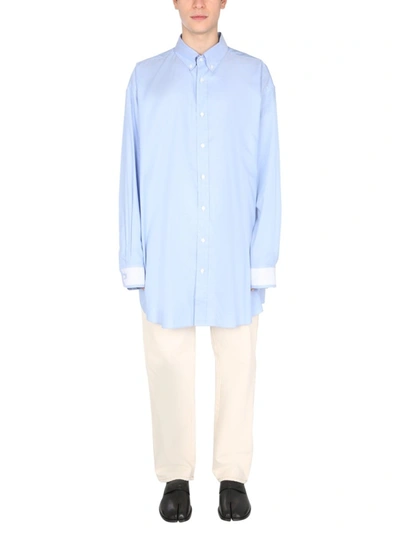 Shop Maison Margiela Décortiqué Oxford Shirt In Blue