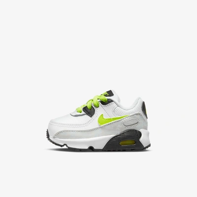 Shop Nike Air Max 90 Baby/toddler Shoes In White,black,pure Platinum,volt