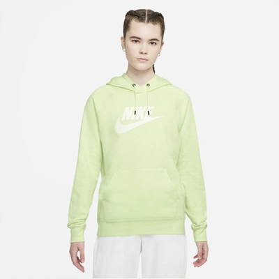 Shop Nike Sportswear Essential Women's Fleece Pullover Hoodie In Lime Ice,white