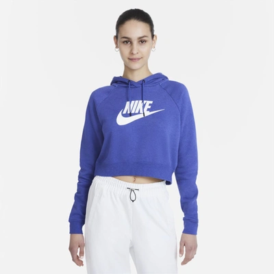 Shop Nike Sportswear Essential Women's Cropped Hoodie In Lapis,heather,white