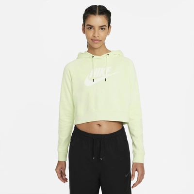Shop Nike Sportswear Essential Women's Cropped Hoodie In Lime Ice,white