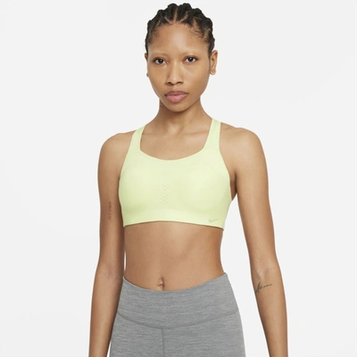 Shop Nike Alpha Women's High-support Padded Keyhole Sports Bra In Lime Ice,rattan,rattan